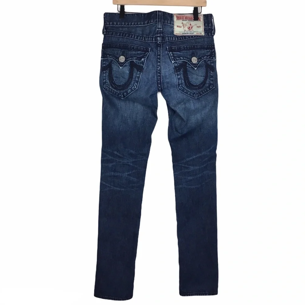 TRUE RELIGION Skinny Jeans Rainbow Ricky Slim 24859SO Dark Wash Denim Size 29